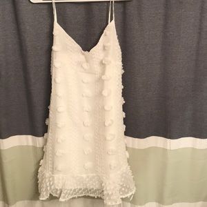 White puff ball textured cami dress